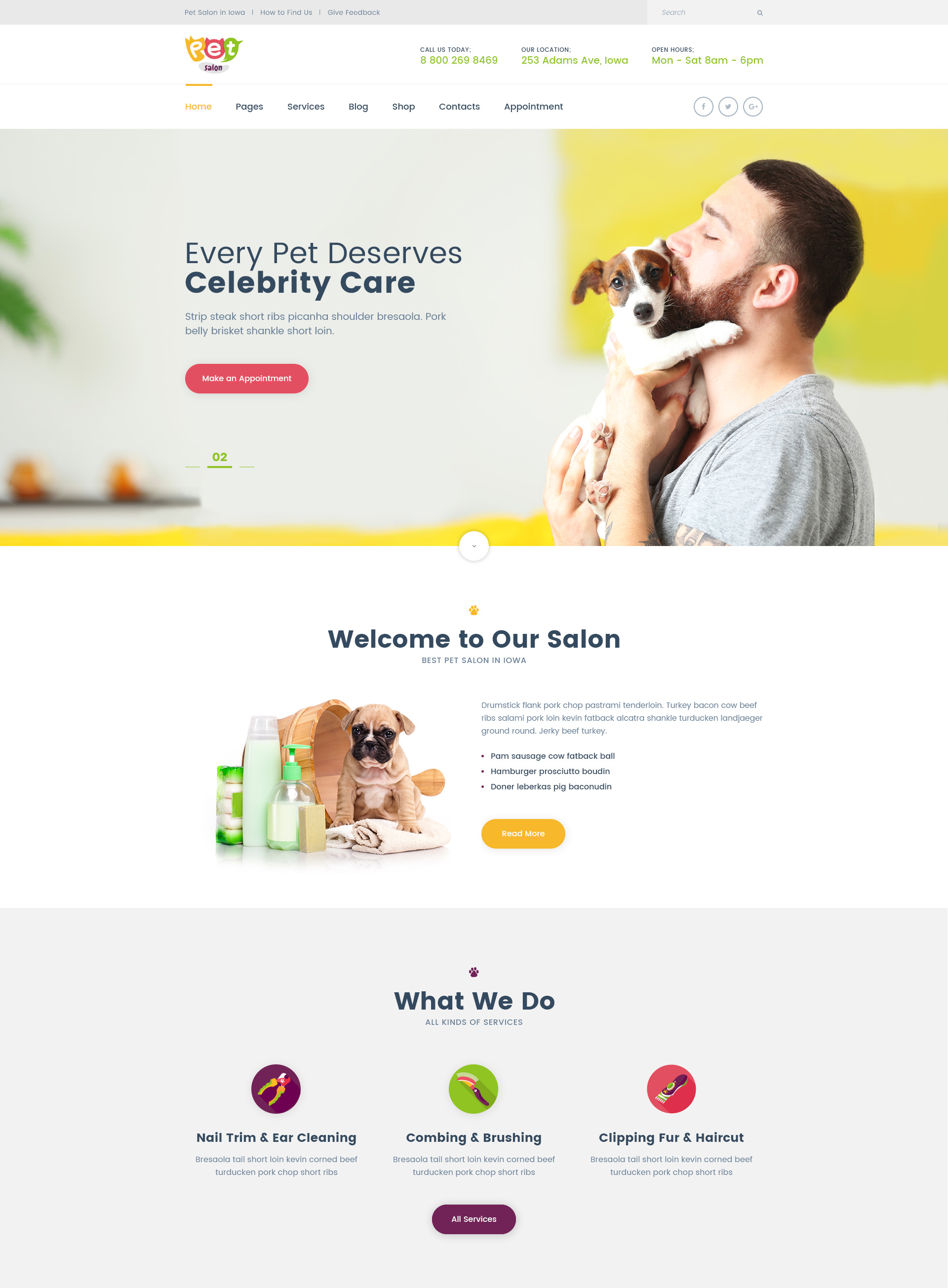PetSalon Website Template For Dog Grooming And Pet Care Modern Web Templates